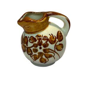 Vintage Occupied Japan Morikin Ware Hand Painted Miniature Pitcher Cream Brown